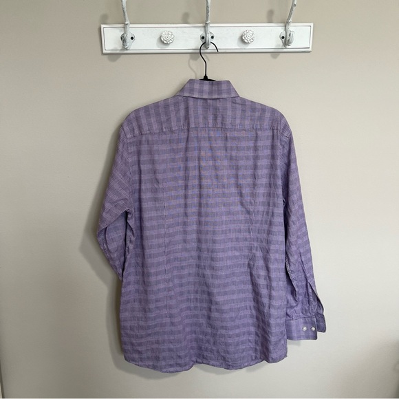 Men’s Boss Purple Windowpane Button Down Dress Shirt - 16 Sharp Fit - Picture 9 of 9